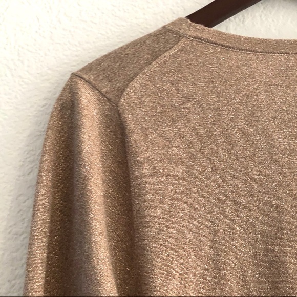 Pure Collection Tan Gold Shimmer Lurex Cardigan - Picture 7 of 8